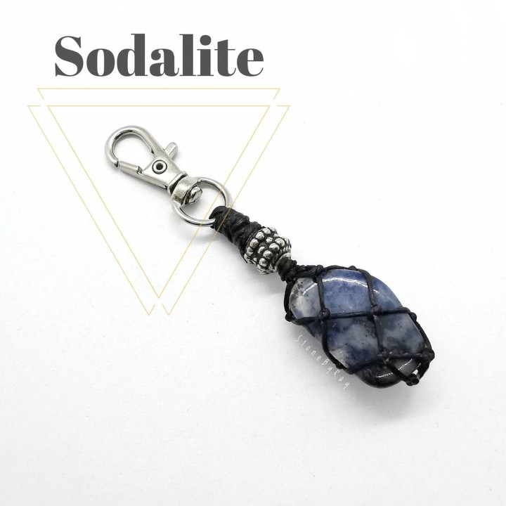 Sodalite Stone Keychain - Spiritual Protection and Luck Charm