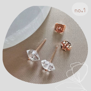 Rose Gold Silver Earrings with Sparkling Herkimer Diamonds