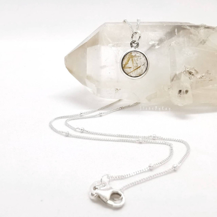 Rutilated Quartz Silver Necklace Pendant