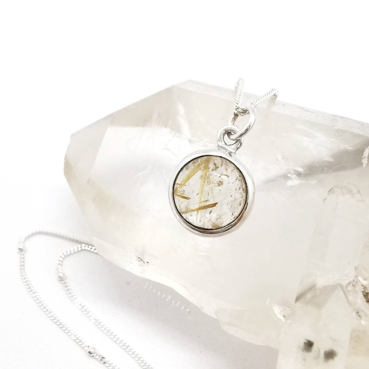Rutilated Quartz Silver Necklace Pendant