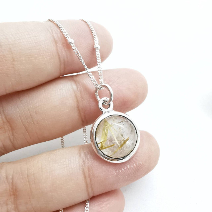 Rutilated Quartz Silver Necklace Pendant
