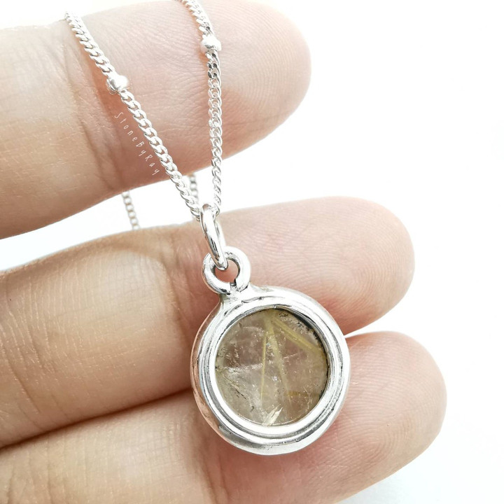 Rutilated Quartz Silver Necklace Pendant