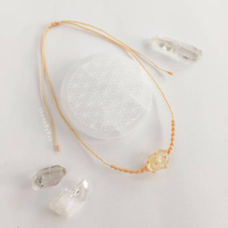 Citrine Stone Braided Rope Necklace - Boho Style Jewelry