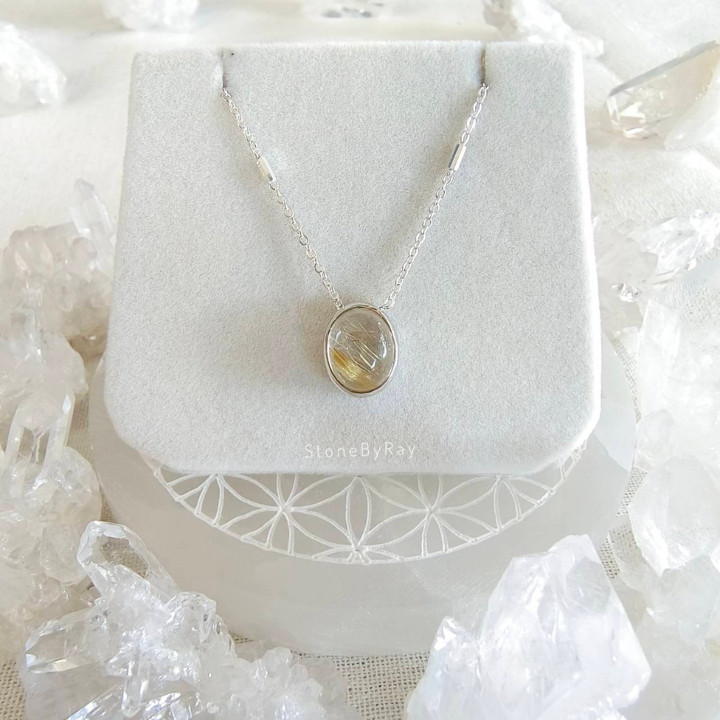 Rutilated Quartz Necklace | Elegant Silver Pendant Jewelry