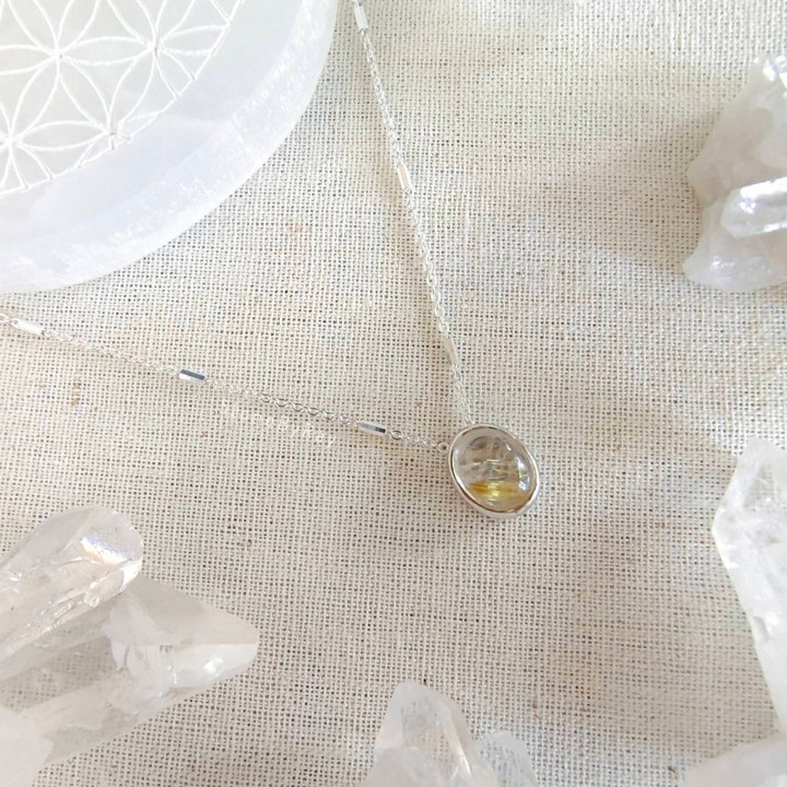 Rutilated Quartz Necklace | Elegant Silver Pendant Jewelry
