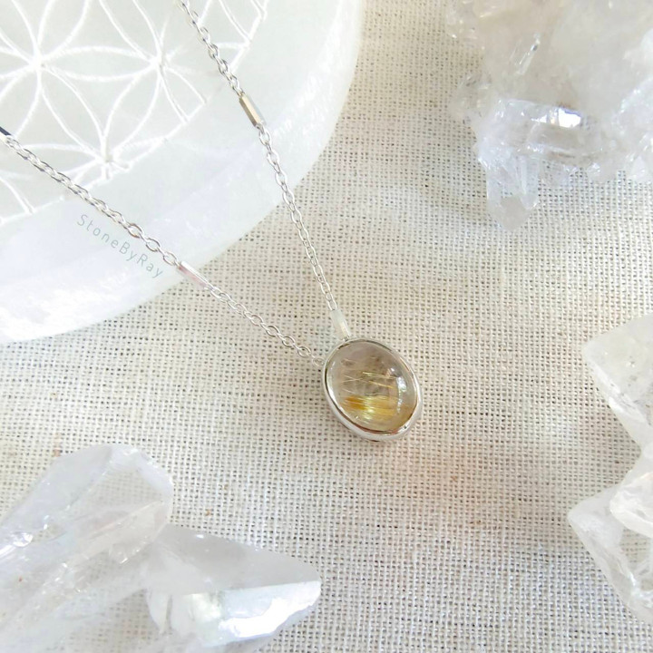 Rutilated Quartz Necklace | Elegant Silver Pendant Jewelry