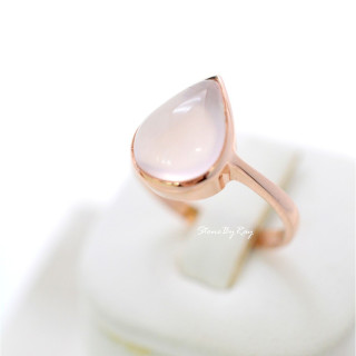 Rose Gold and Quartz Teardrop Ring | Sterling Silver Jewelry
