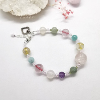 Gemstone Sterling Silver Bracelet - 6 Sparkling Stones