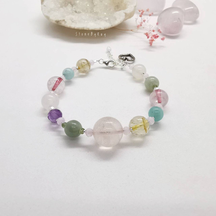 Gemstone Sterling Silver Bracelet - 6 Sparkling Stones