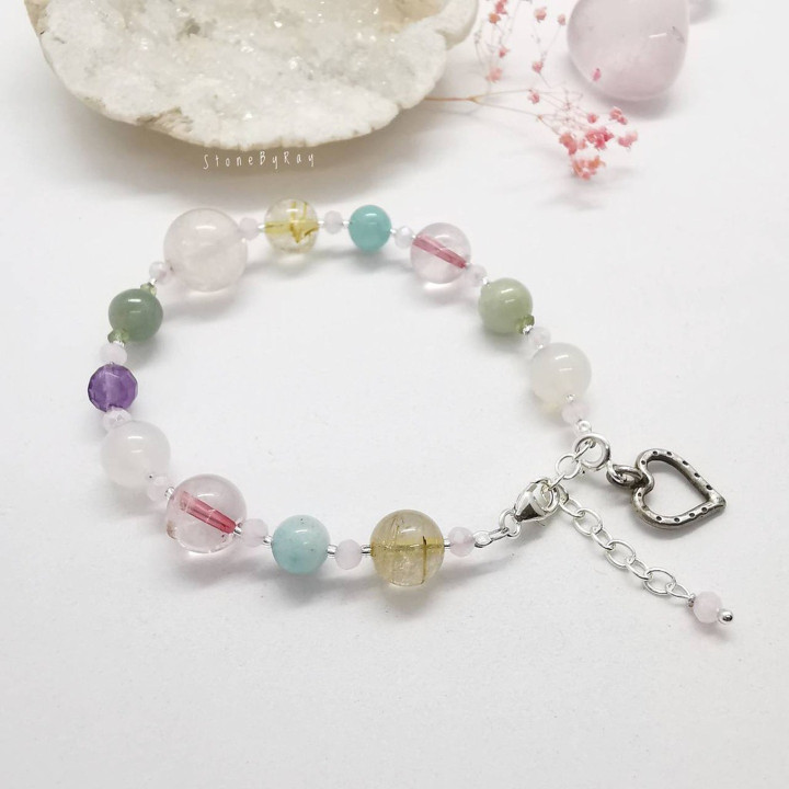 Gemstone Sterling Silver Bracelet - 6 Sparkling Stones