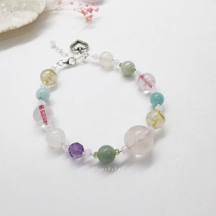 Gemstone Sterling Silver Bracelet - 6 Sparkling Stones