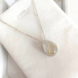Rutilated Quartz Silver Necklace - Sparkly and Elegant