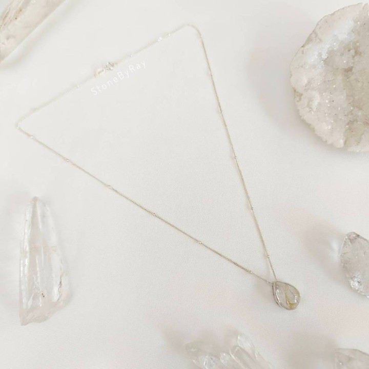 Rutilated Quartz Silver Necklace - Sparkly and Elegant