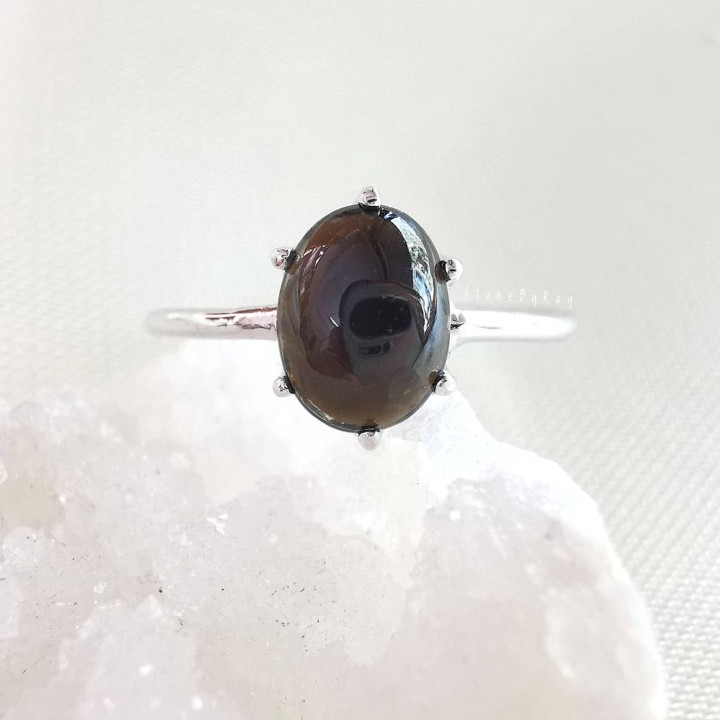 Unique Silver Tektite Meteorite Ring