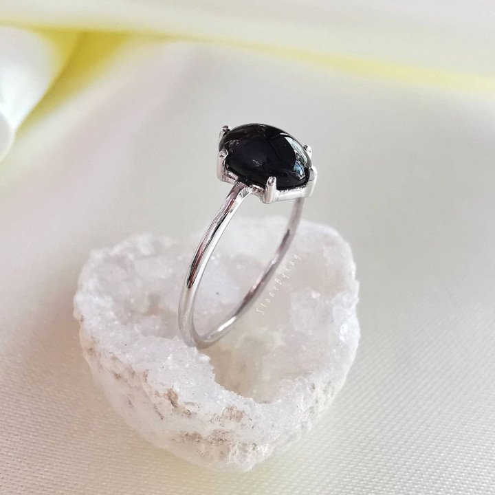 Unique Silver Tektite Meteorite Ring