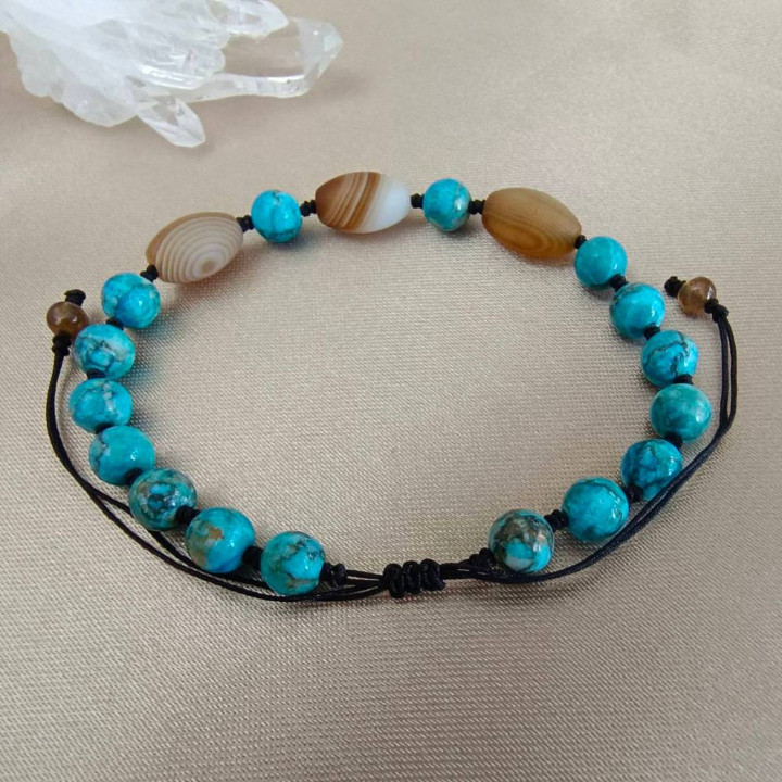 Armband aus geflochtenem Seil in Türkis und Sardonegère