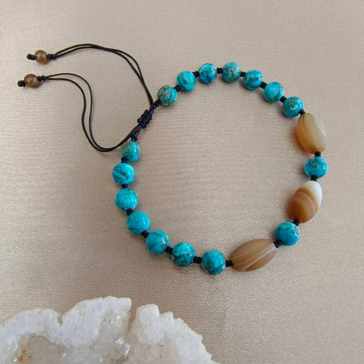 Armband aus geflochtenem Seil in Türkis und Sardonegère