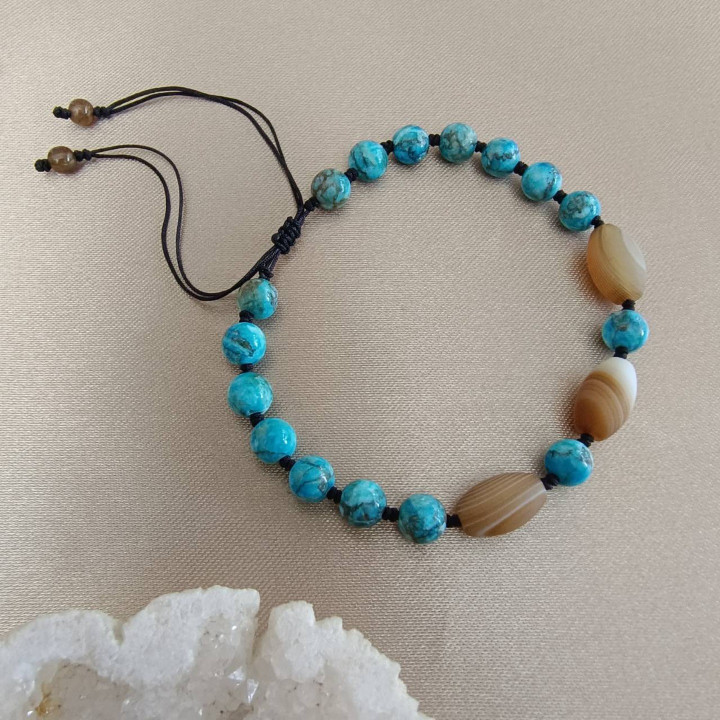 Armband aus geflochtenem Seil in Türkis und Sardonegère