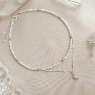 Rose Quartz and Beryl Necklace Set - Matching Silver Jewelry
