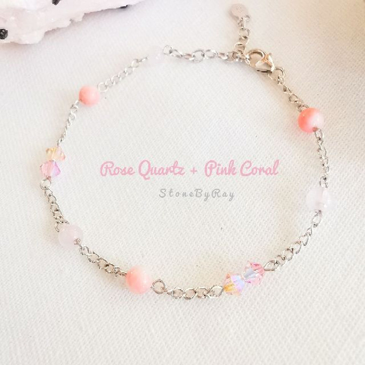 Rose Quartz Silver Bracelet - Elegant and Healing Energy