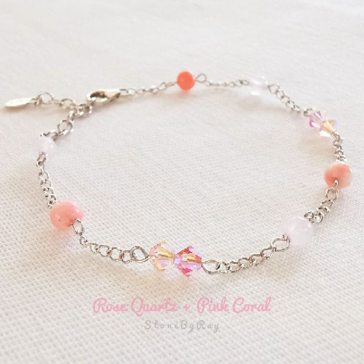 Rose Quartz Silver Bracelet - Elegant and Healing Energy