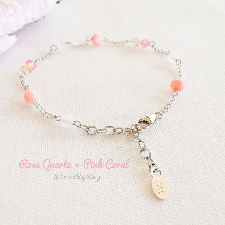 Rose Quartz Silver Bracelet - Elegant and Healing Energy