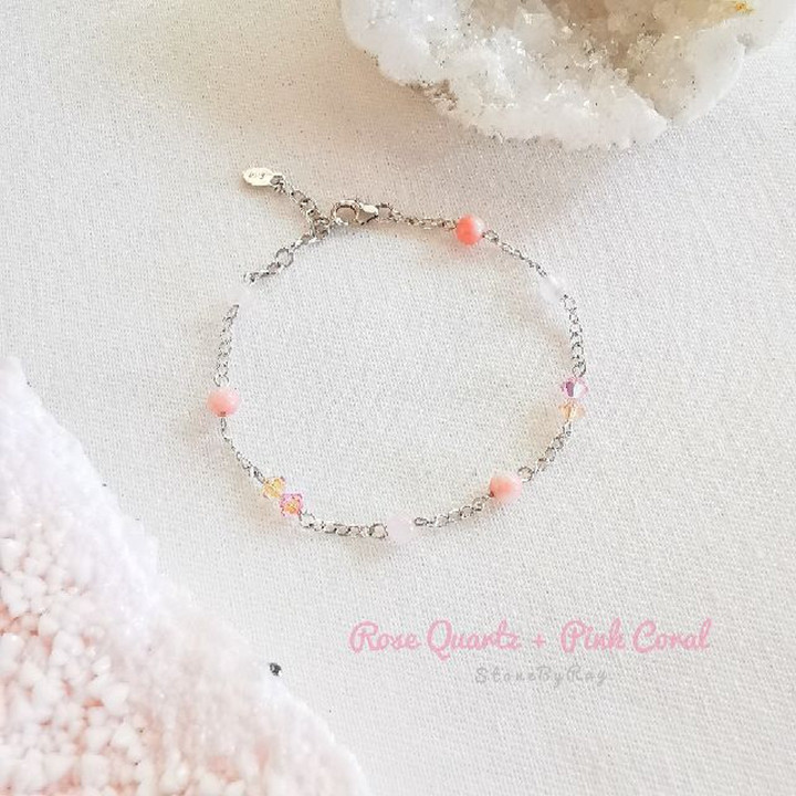 Rose Quartz Silver Bracelet - Elegant and Healing Energy