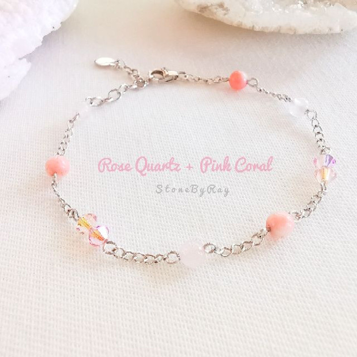 Rose Quartz Silver Bracelet - Elegant and Healing Energy