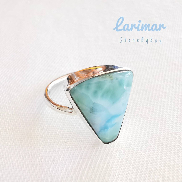 Larimar Ring in Sterling Silver - Unique and Elegant