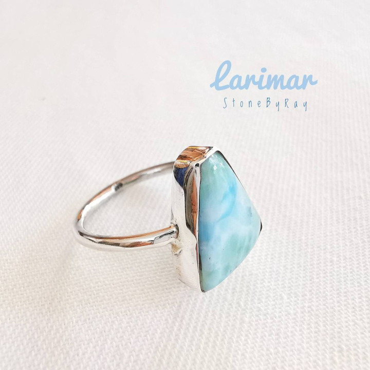 Larimar Ring in Sterling Silver - Unique and Elegant