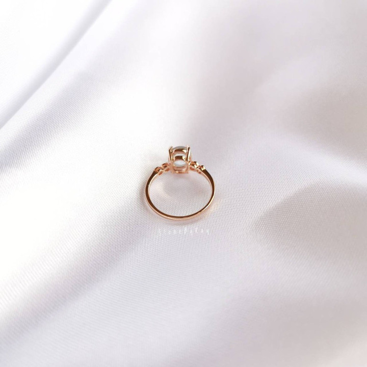 Pink Gold Aquamarine and Opal Statement Silver Ring