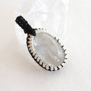 Crystal Quartz Braided Rope Pendant Necklace