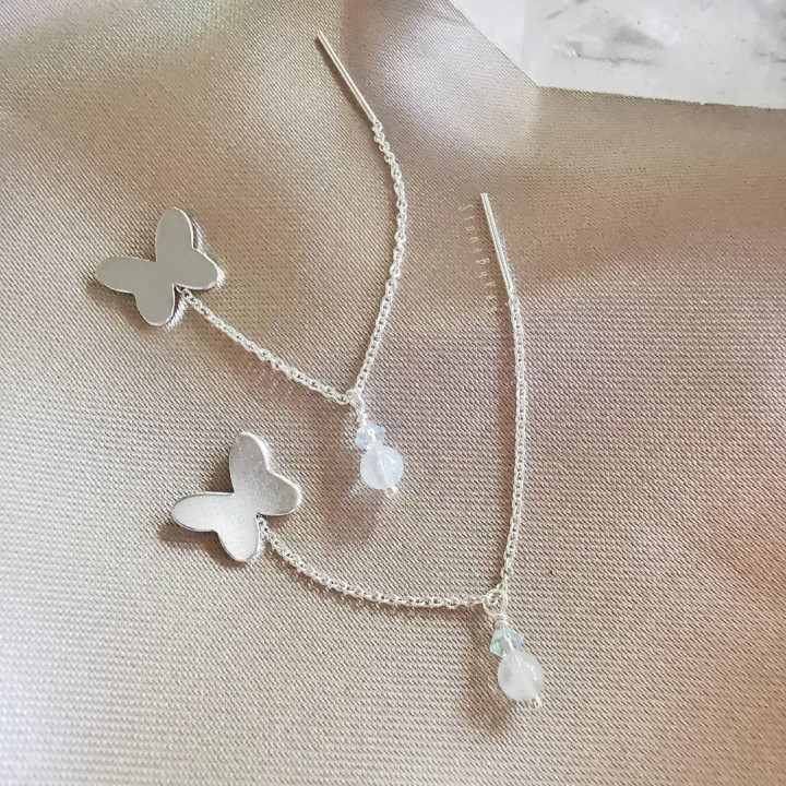 Rainbow Moonstone Silver Earrings - Elegant and Unique Jewelry