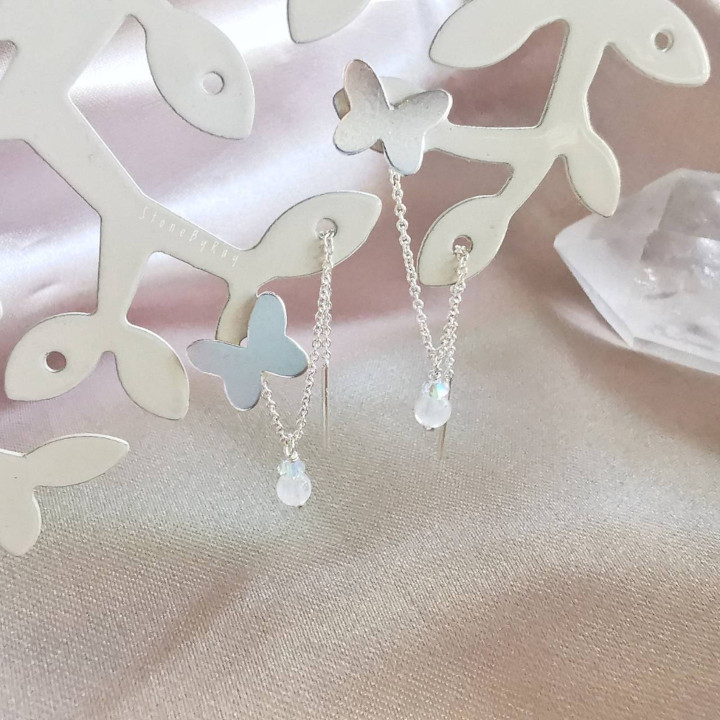 Rainbow Moonstone Silver Earrings - Elegant and Unique Jewelry