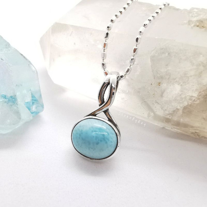 Sterling Silver Larimar Necklace - Unique and Elegant Jewelry