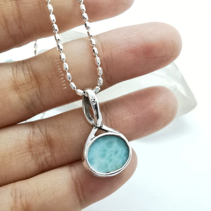 Sterling Silver Larimar Necklace - Unique and Elegant Jewelry