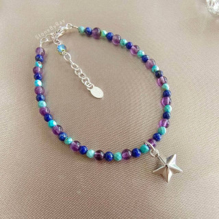 Amethyst, Turquoise and Lapis Lazuli Stone Bracelet