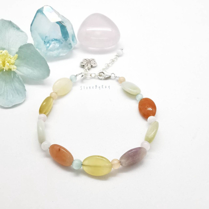Gemstone Silver Bracelet | Four Stone Sparkle Design