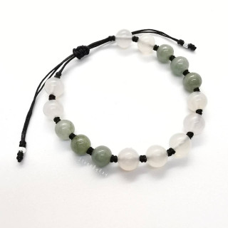 Jade and Agate Braided Rope Bracelet