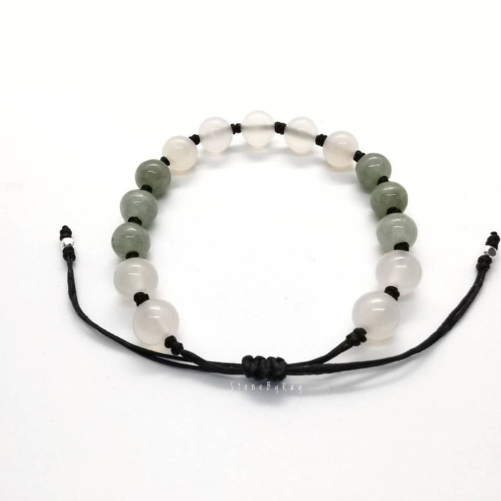 Pulsera de cuerda trenzada de jade y ágata