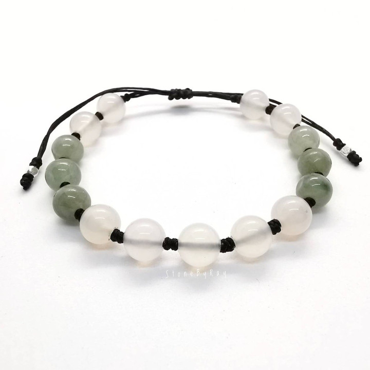 Pulsera de cuerda trenzada de jade y ágata