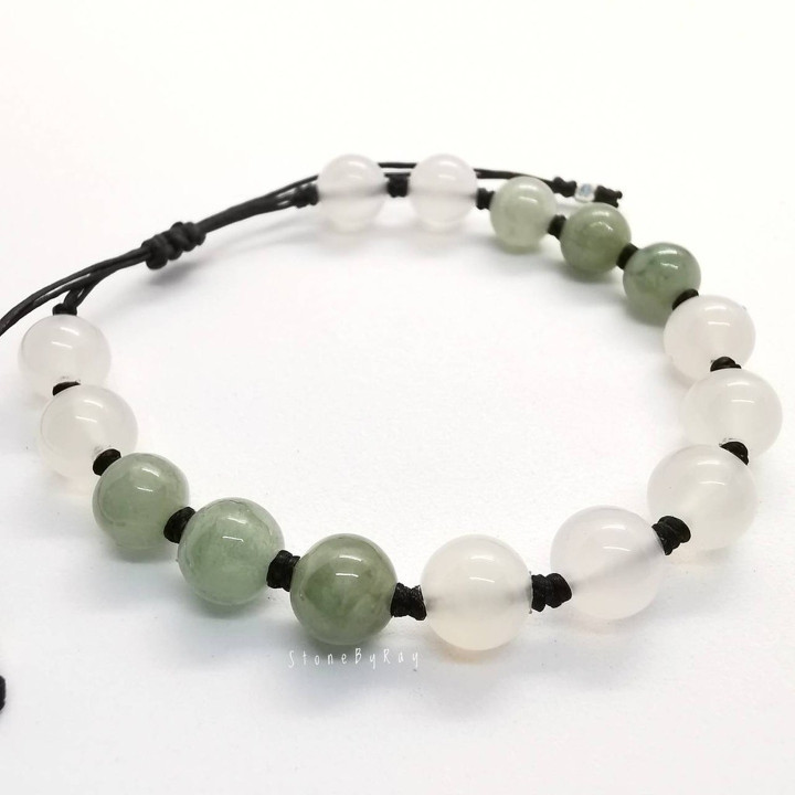 Pulsera de cuerda trenzada de jade y ágata