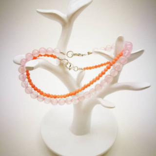 Rose Quartz and Coral Bracelet: Love and Energy