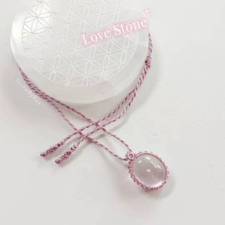 Rose Quartz Braided Rope Necklace - Boho Style Jewelry