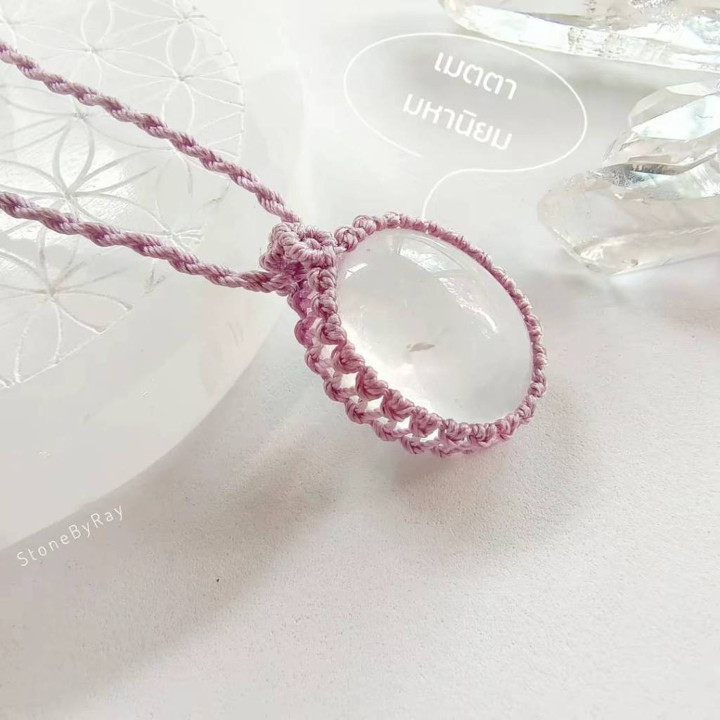 Rose Quartz Braided Rope Necklace - Boho Style Jewelry