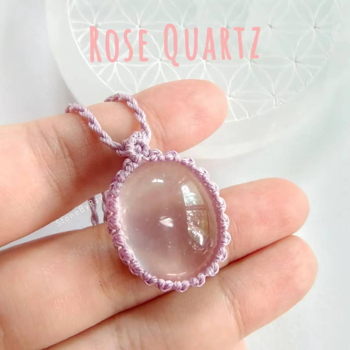Rose Quartz Braided Rope Necklace - Boho Style Jewelry