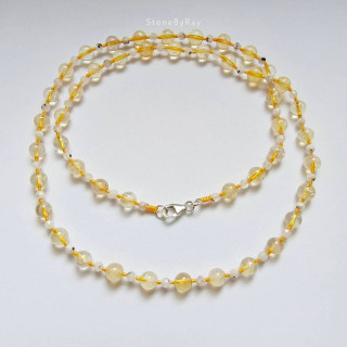 Citrine and Moonstone Braided Rope Necklace