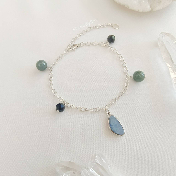Silberarmband mit Opal, Onyx und Jade | Statement-Schmuck im Boho-Stil