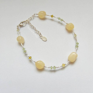Calcite and Peridot Silver Bracelet - Stylish and Healing Gemstone Jewelry
