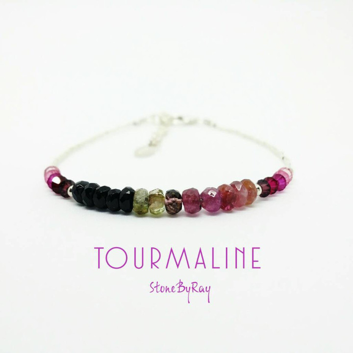 Pulsera de turmalina turquesa | Joyería elegante de plata | WL-182